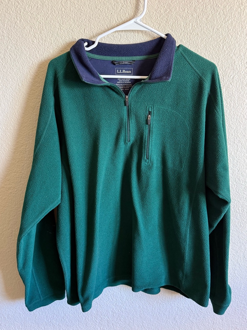L.L.Bean Green Quarter-Zip Fleece Pullover Men's XL Outdoor Hiking Athletic